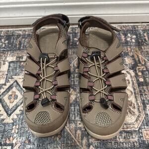 Eddie Bauer Blakely Sandals Womens 10M Brown‎ Leather Fisherman Pull On